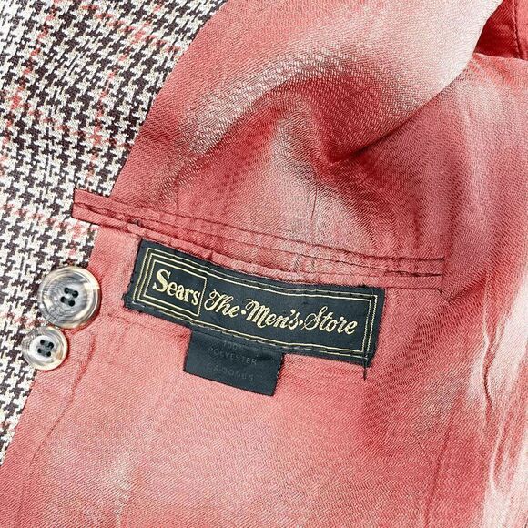 Vintage ﻿Sears Mens Fortrel Houndstooth Two-Button Front Blazer Jacket Size 40 - Picture 5 of 8